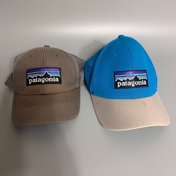 Patagonia Other - Patagonia hat cap lot of 2 Box Logo Ridge Gray & Blue Snapback Outdoors Nature
